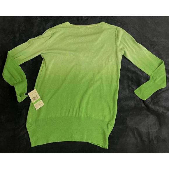 Vtg 90's KIKIT Women’s Sweater Green Combo Size L Bottom Cardigan 100% Cotton - Picture 7 of 8